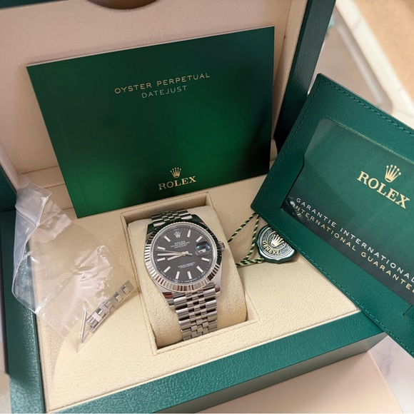 Rolex Silver and Black Datejust Watch - Picture 5 of 7